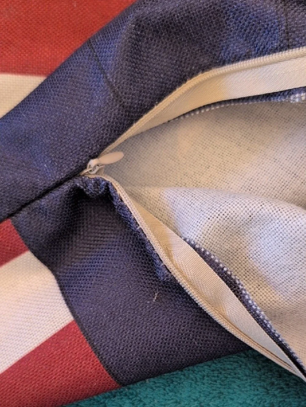 4 Patriotic Linen PILLOWCASES Blue Star American Flag God Bless America USA